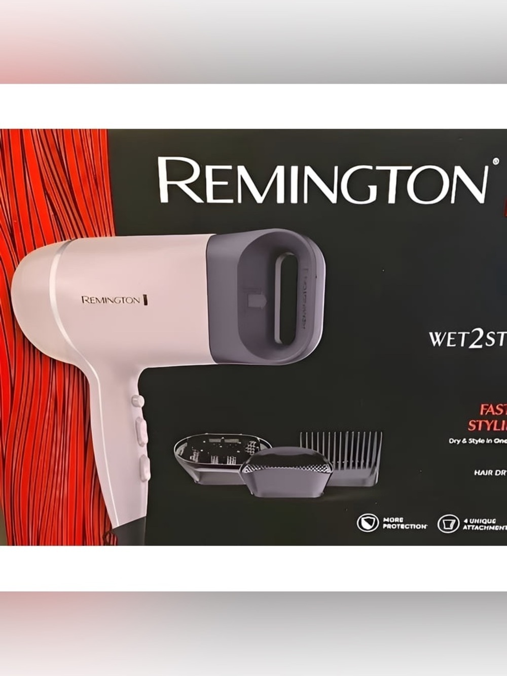 Remington Wet2Style Pink Hair Dryer w/ Diffuser & Concentrator